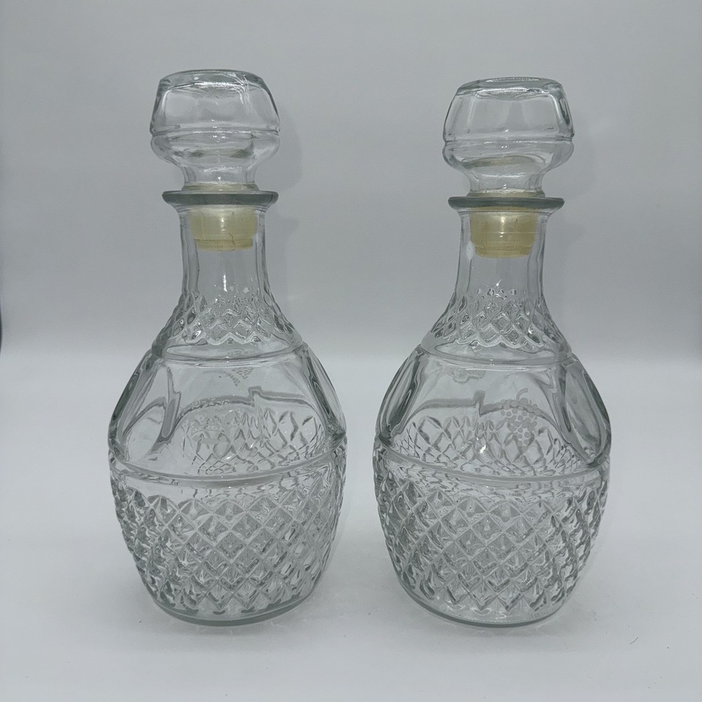 VTG Sovereign House lead crystal decanter apothecary jar‎ grape crown emblem
